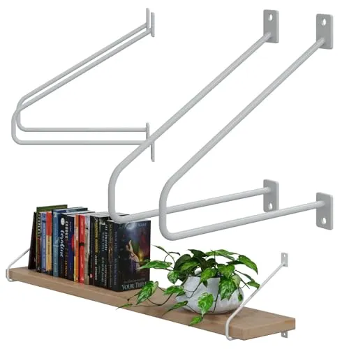 DIY 2er Set Wandregalhalter Weiß 250mm Winkel Auflage Filigran Konsole Träger Metall