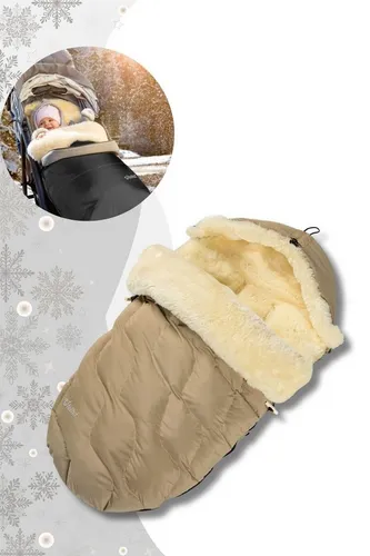 Fellhof® Lammfell Fußsack WINTERBERG - OEKO-TEX® zertifiziert - Hochwertiger Fußsack für Kinderwagen, wind- und wasserdicht, mit verstellbaren Gurtschlitzen und warmem Merino-Lammfell. Ideal für kalte Wintertage.