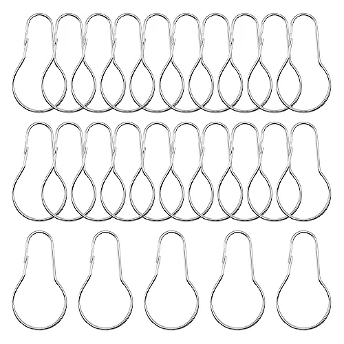 UMCHU 25 Stück Duschvorhangringe,Vorhangring mit Metall,Vorhangringe öffnen,für Badezimmer,Duschvorhangstangen,Teleskopstange Kleiderstange(Silber)