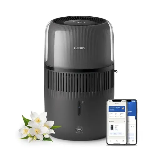 Philips 5000 Series Smart Verdunstungsbefeuchter, 45m², Ultra-leise, Schwarz (HU5600/03)
