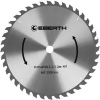 EBERTH Kreissägeblatt 405mm - Langlebiges Hartmetallsägeblatt für präzise Holzschnitte - Kreissägeblätter für Holz, ideal für Profi- und Heimwerker. Hochwertige Verarbeitung sorgt für langlebige, saubere Schnittkanten und einfache Handhabung.