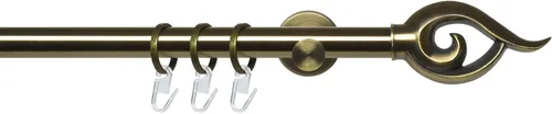 Liedeco Gardinenstange Stilgarnitur 20 mm Blues Bessie - Hochwertige 1-läufige Gardinenstange aus Eisen in edlem Gold, fixmaß 200 cm, ideal für stilvolle Fensterdekoration und einfache Montage.