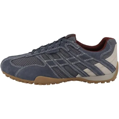 GEOX U SNAKE ORIGINAL - Herren Schnürschuh - Sneaker aus Leder und Textil in hellblau, mit atmungsaktiver GEOX-Membrane und gepolsterter, herausnehmbarer Lederinnensohle für optimalen Komfort.