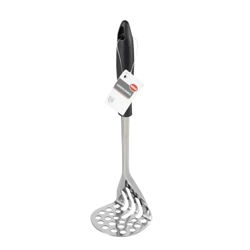 wenco Kartoffelstampfer 30 cm – Edelstahlkopf & Kunststoffgriff, perfekt für Kartoffelbrei, Gemüse‑Püree & Obstkompott, langlebig, spülmaschinengeeignet, silber‑schwarz