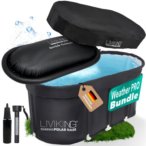 LIVIKING® Faltbare Badewanne - 120cm Komfort für Erwachsene - Badewanne für Outdoor & Wellness, vielseitig einsetzbar als Eistonne oder Mini-Pool, ideal für Balkon und Garten, mit ThermoPolar Isolierung für ganzjährige Nutzung.