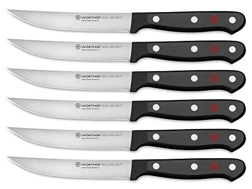 Wüsthof Gourmet Steakmessersatz mit 6 Messern - Küchenmesser-Set mit 6 hochwertigen Steakmessern, aus Solingen, für präzise Schnitte und langlebige Schärfe – ideal für Steakliebhaber.
