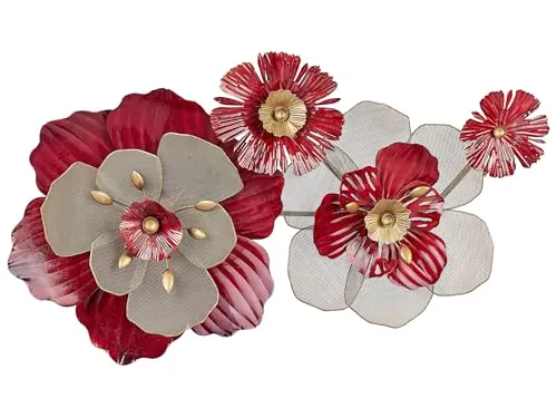 Beliani Wanddekoration Blumen Metall rot/Gold in rot von Beliani