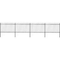 vidaXL Gartenzaun mit Speerspitzen 6,8 x 1,2 m Schwarz - Metallzaun aus pulverbeschichtetem Stahl, stabil und langlebig. Ideal für elegante Abgrenzungen mit zusätzlicher Sicherheit durch dekorative Speerspitzen.