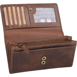 Echtleder Damenbörse - Braun - Elegante Geldbörse aus hochwertigem Echtleder mit 19 Kreditkartenfächern und einem praktischen Reißverschlussfach. Ideal für den täglichen Gebrauch, kompakte Maße von 14x10x3,5 cm.