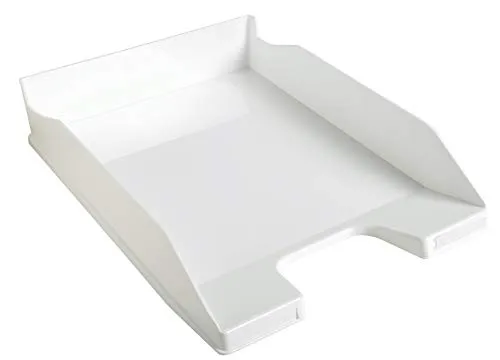 Exacompta 113213D Premium Briefablage Combo Midi DIN A4 - Robuster, stapelbarer Ablagekorb in Weiß glossy, ideal zur optimalen Organisation von Dokumenten