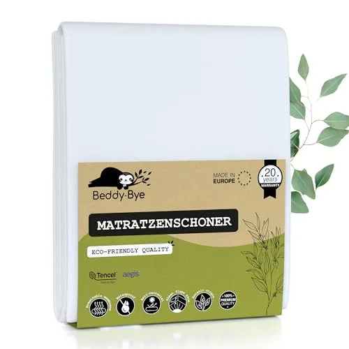 Matratzenschoner 70x140/18 cm Top-Qualität Oeko-TEX® Hergestellt in EU ~ Inkontinenzeinlage Baby Wasserdicht und Waschbar aus Tencel™ Ökologisch ~ Form Spannbettlaken