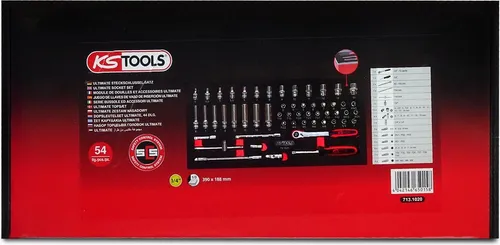 KS Tools 713.1020 Ultimate Steckschlüsselmodul - 54-teiliges Werkzeugset - Schlüsselsätze mit 54-teiligem Steckschlüsselmodul, ideal für Werkstätten, mit lasergeschnittenen Schaumstoffeinlagen für perfekte Ordnung und schnellen Zugriff.