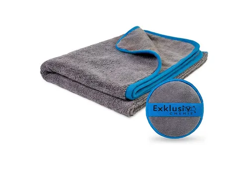 Exklusiv Chemie GmbH Q3 Trockentuch Mikrofasertuch (1-tlg., 1x Trockentuch + 1x Handpolierschwamm, Saugstark, Fusselfrei & Lackschonend)