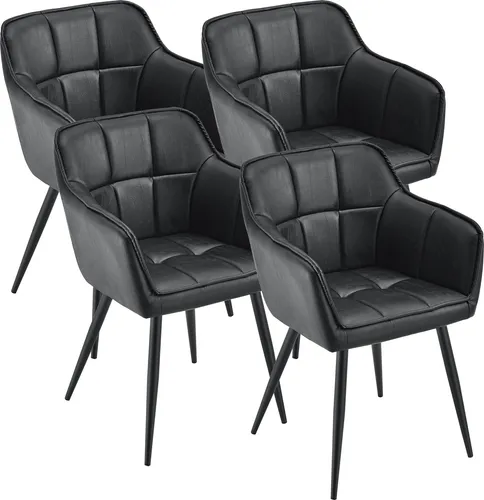 Esszimmerstuhl Set 'Birmingham' 4er mit Armlehnen & Polsterung - Gemütliches 4er Set Esszimmerstühle mit Armlehnen für ein stilvolles Ambiente. Ideal für Küche und Wohnzimmer, bieten diese stabilen Stühle höchsten Komfort und sind bis 180 kg belastbar.