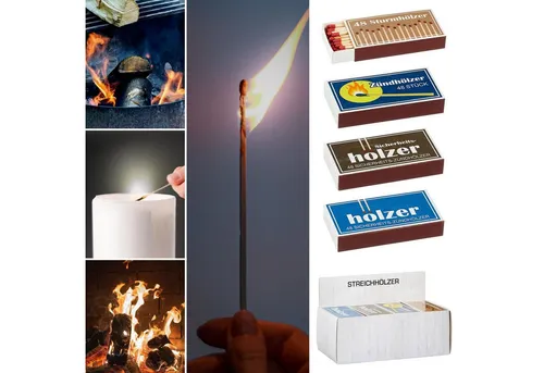 CEPEWA Feuerzeug Streichhölzer Nostalgielook 16 Packs á 48 Stück Zündhölzer Anzünder