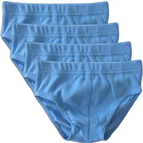 HERMKO 2850 4er Pack Jungen Slip einfarbig aus 100% Bio-Baumwolle mit Dehnbund, Farbe:hellblau, Größe:104