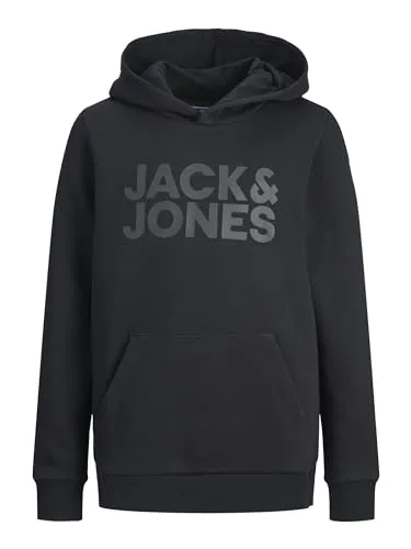 JACK & JONES Boy Kapuzenpullover Logo - Kapuzenpullover für Jungen, normal geschnitten mit weichem Baumwollmix für hohen Tragekomfort und lässigen Look.
