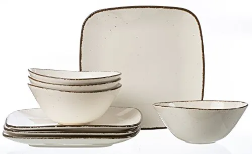 Ritzenhoff & Breker CASA Tafelservice creme 8-teilig - DS - Servierplatten für 4 Personen, spülmaschinenfestes Steinzeug-Set mit eleganten Flachtellern und praktischen Schalen für jeden Anlass.