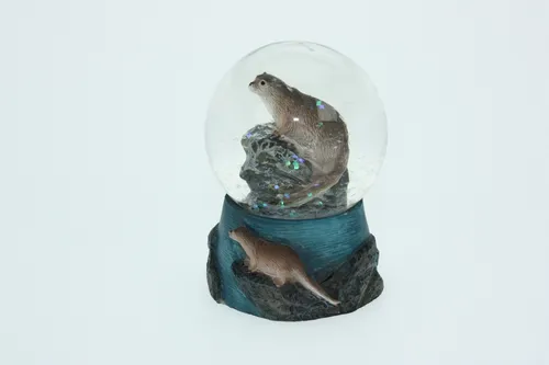 Glitzerkugel Otter Höhe 6,5 cm Tier Schnee Miniatur Schüttel Glas Kugel