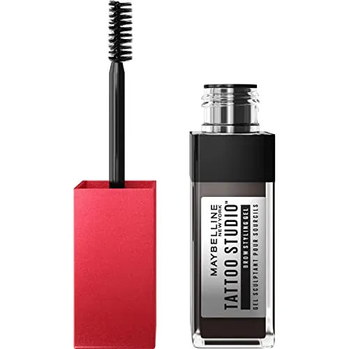 Maybelline New York Augenbrauengel, Für dichter aussehende und geformte Augenbrauen, Wischfest und wasserfest, Tattoo Brow 36H Styling Gel, Nr. 257 Medium Brown, 6 ml