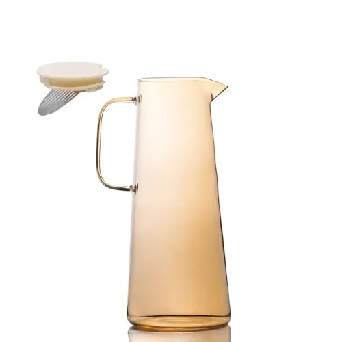 Intirilife Karaffe 1,4 L - Glaskanne mit Fruchtsieb - Elegante Glaskaraffe mit integriertem Fruchtsieb für aromatisierte Getränke. Ideal für jeden Anlass und aus hitzebeständigem Glas gefertigt - stilvoll und funktional.