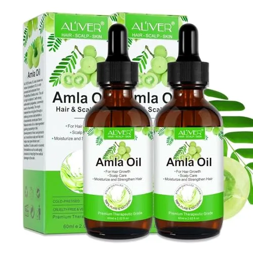 P-Beauty Amla Öl | Haaröl für intensives Haarwachstum | gegen Schuppen & Haarausfall | Kaltgepresst, Bio & Vegan |Vitamin C | Aminosäure | 2x60ml