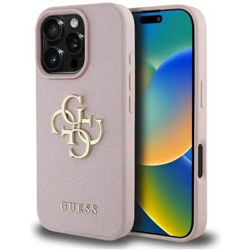 Guess Hardcase PU Grained Big 4G Case für iPhone 16 Pro - Pink - Smartphone Hülle mit stylischem 4G Logo, schützt Ihr iPhone 16 Pro und verleiht ihm einen modernen Look.