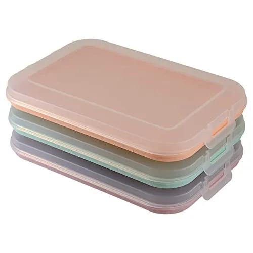 3er Set Aufschnitt-Dosen mit integrierter Servierplatte, Frischhaltedose, Aufbewahrungsbox, Lebensmittelbehälter, Aufschnitt-Box, stapelbar, BPA-frei, Küchenbedarf, Kunststoff bunt