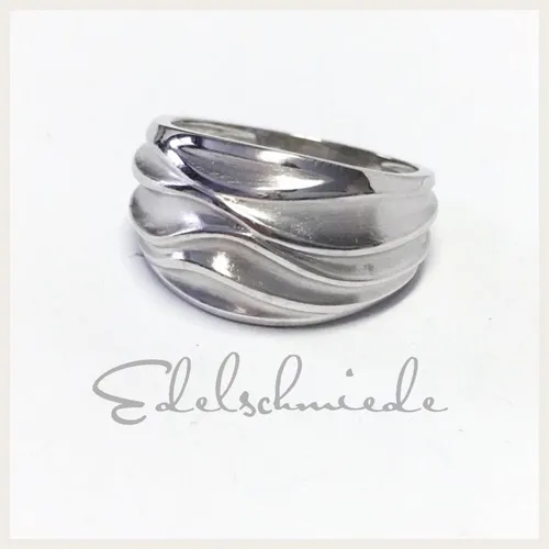 Fingerring 925 Echt Silber breit Ringgröße 54 moderner Silberring rhod matt