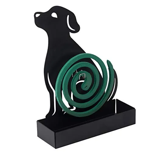 Räucherspiralen Halter Mückenspirale Metall Schwarzer Hund. Halter Mückenspirale Für Drinnen und Draußen 14X5X19 cm