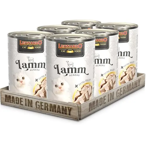 LEONARDO Katzenfutter Lamm und extra Filet, 6X 400 g getreidefreies Nassfutter mit Lamm und extra Hühnerfilet, Alleinfuttermittel mit frischem Geflügel