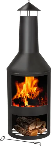 BBQ Collection Terrassenofen mit Schornstein - Feuerschalen für gemütliche Abende im Freien, bietet Wärme und eine stilvolle Atmosphäre mit robustem Metalldesign.