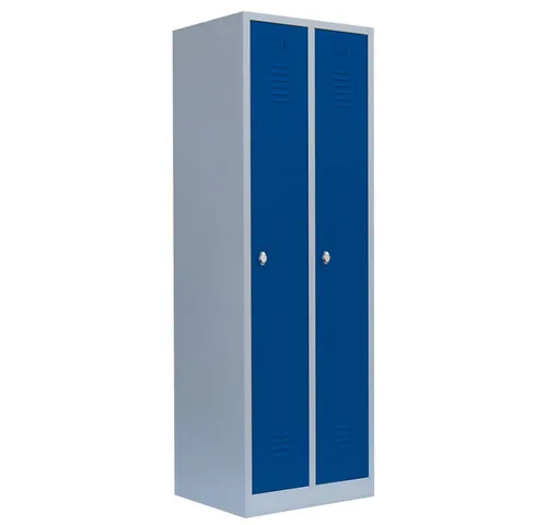 Lüllmann Spind Garderobenschrank 180x60x50cm grau/Blau mit 2 Abteilen - Hochwertiger Profi-Garderobenschrank für Umkleideräume und vieles mehr. Robust, pflegeleicht und komplett verschweißt – kein Montageaufwand nötig!