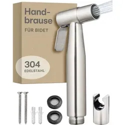 Bidet Handbrause aus Edelstahl - Duschkopf mit Halterung und 2 Dichtungen - Hochwertiges Bidet-Brauseset aus rostfreiem Edelstahl für die Wandmontage. Inklusive Halterung und Befestigungsmaterial. Ideal für hygienische Anwendungen und einfach zu installieren.