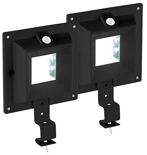 Lunartec Dachrinnen LED: 2er-Set Solar-LED-Dachrinnenleuchten mit PIR-Sensor, 160 lm, schwarz (Dachrinnen Beleuchtung, Solar Dachrinnenbeleuchtung, Fluter Bewegungsmeldern)
