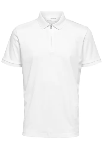 SELETED HOMME Herren SLHFAVE Zip SS Polo Poloshirt, Cloud Dancer, S - Hochwertiges Poloshirt aus Interlock-Stoff, mit geripptem Kragen und Ärmelbündchen, merzerisiert für Langlebigkeit und seidigen Glanz – ideal für stilvolle Freizeitlooks.