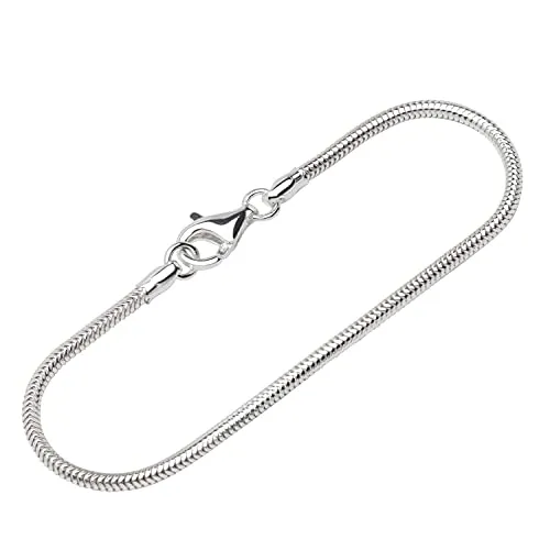 NKlaus Armband 925 Sterling Silber 19cm Schlangenkette rund Damen design Armbandkette 12301