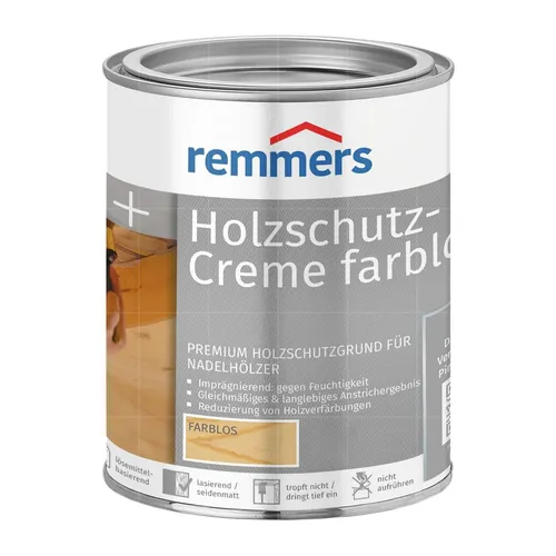 Remmers Holzschutz-Creme farblos, 2,5 Liter - Lacke – Tropffreier Premium Holzschutz für Nadelhölzer, vereint Imprägnierung, Grundierung und Lasur in einem Produkt für exzellenten Feuchteschutz und langlebigen Schutz im Außenbereich.