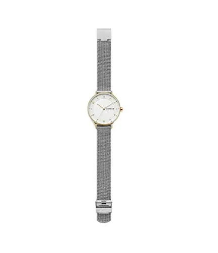 Skagen Damenuhr Riis SKW2912 - 36mm Edelstahlgehäuse mit Silber Mesh Armband, wasserdicht und elegant für jeden Anlass