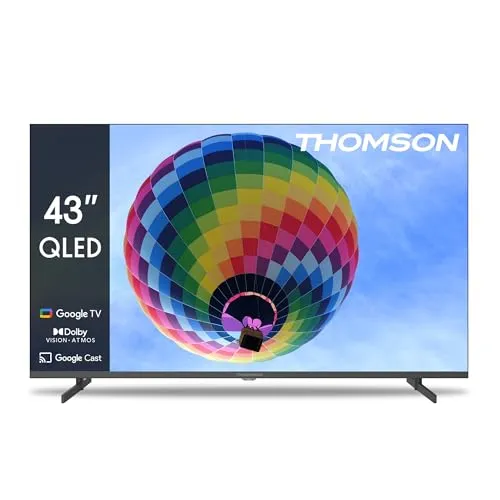 Thomson 43QG4S14 QLED 4K UHD Smart Google TV 43 Zoll - Fernseher mit 4K UHD Auflösung und Quantum-Dot-Technologie für lebendige Farben. Integriertes Google TV für einfachen Zugang zu Streaming-Diensten und Apps – das ideale Entertainment für Ihr Wohnzimmer.
