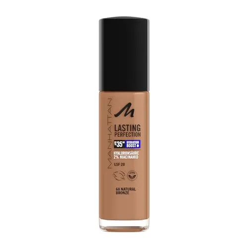 Manhattan Lasting Perfection 35 HR Make-up, ultra-langanhaltendes Flüssig-Make-up, Fb. 68, Natural Bronze