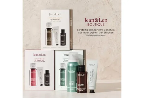 Jean & Len Travel Set Cardamom & Tonka – Veganes Geschenkset - Entdecken Sie das Jean & Len Travel Set mit drei praktischen Mini-Produkten für Körper und Geist. Ideal zum Verschenken oder für die Reise, inklusive Hand & Body Wash, Handcreme und Duschschaum mit feuchtigkeitsspendenden Ölen.
