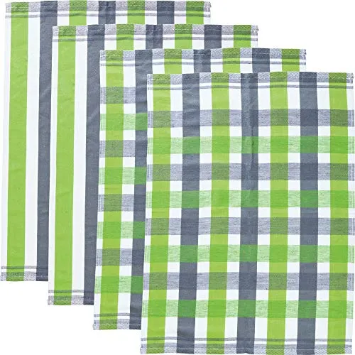 Erwin Müller Geschirrtuch 4er-Pack Halbleinen grün-grau Größe 50x70 cm