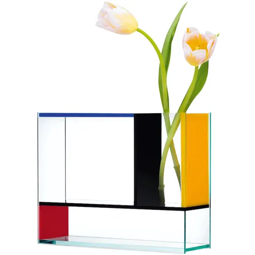 Po Selected Vase - Innovative Acrylvase in Transparent, Gelb, Blau, Rot und Schwarz - Vasen - Multifunktionale MondriVase, die sich drehen lässt und als drei verschiedene Vasen dient, perfekt für jede Blumenarrangement.