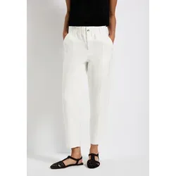 STREET ONE Paperbag-Hose mit elastischem Bund - weiß 40 - Stoffhosen, bequeme Paperbag-Hose mit elastischem Bund für optimalen Tragekomfort und lässigen Look in 7/8-Länge.