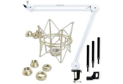 keepdrum Mikrofonständer keepdrum MS138 Gelenkarm Weiss mit Multi-Spinne