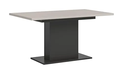 xonox.home Esstisch Motion grau Nachbildung - Ausziehbar 150-190 cm - Moderner Esstisch in grauer und Kaschmir Nachbildung, ideal für Esszimmer. Ausziehbar von 150 cm auf 190 cm bietet er flexiblen Platz für Ihre Gäste. Trendiges Säulen-Fußgestell sorgt für hohe Stabilität und Langlebigkeit.