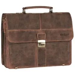 Greenburry Vintage Aktentasche Leder 38 cm - 2 Hauptfächer, ideal für Aktenordner und stilvolles Design