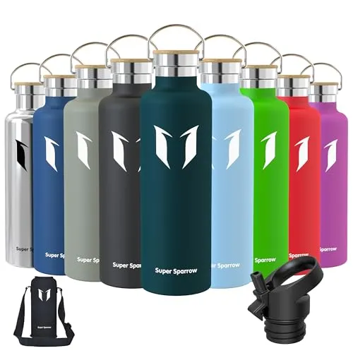 Produktbild Super Sparrow Trinkflasche Edelstahl -1000ml- Auslaufsicher Thermoskanne, BPA-Frei Wasserflasche