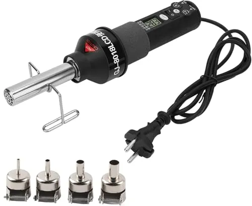 DEWIN Heißluftgebläse, Heißluftschweißgerät 220V 450W LCD Einstellbare Elektronische Wärme Heißluftpistole Entlöten Lötstation IC SMD BGA